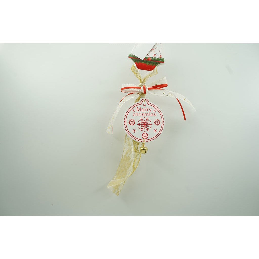 Ornament de brad medalion, alb, lemn, 25 cm