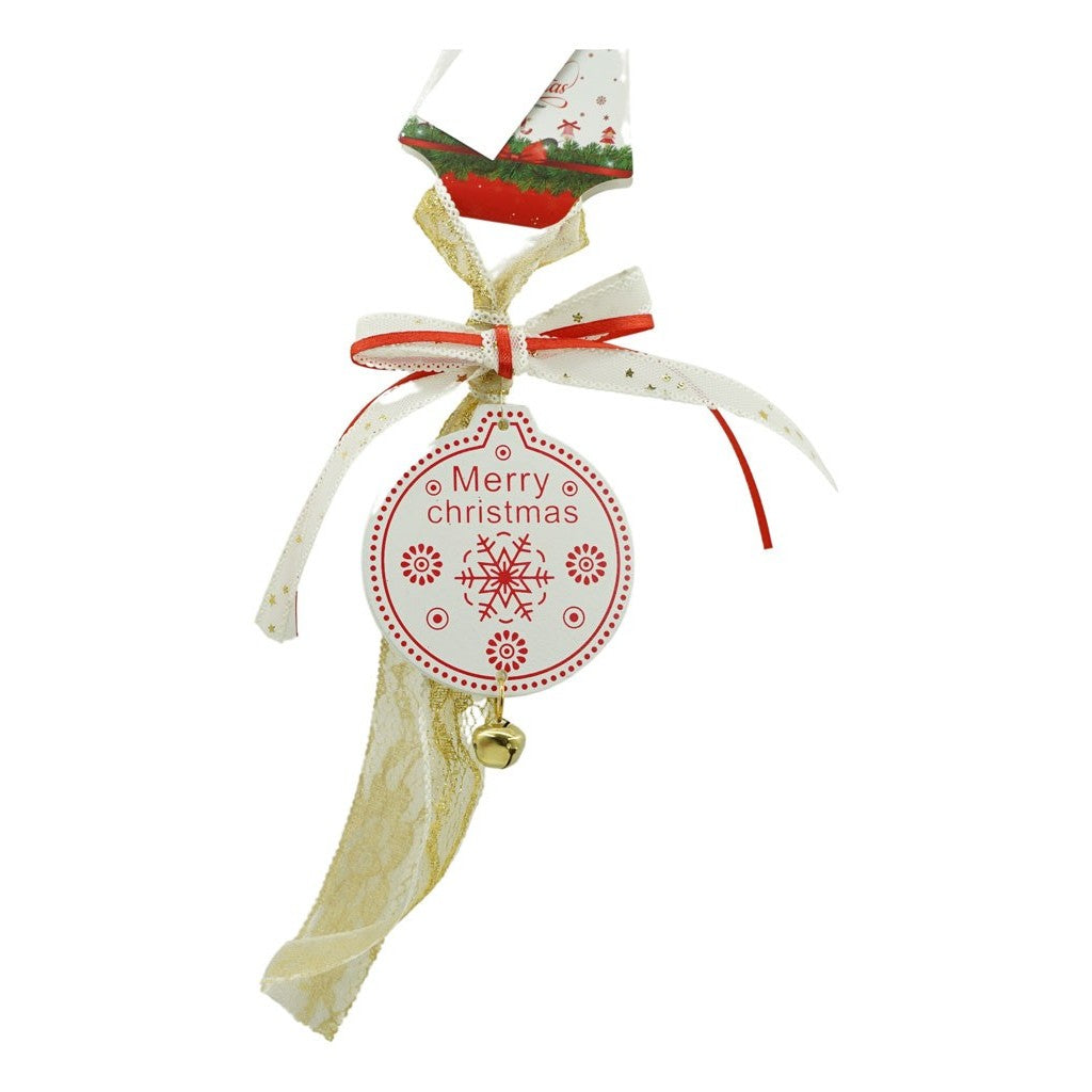 Ornament de brad medalion, alb, lemn, 25 cm
