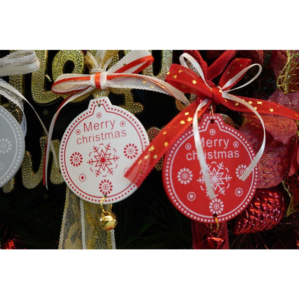 Ornament de brad medalion, alb, lemn, 25 cm