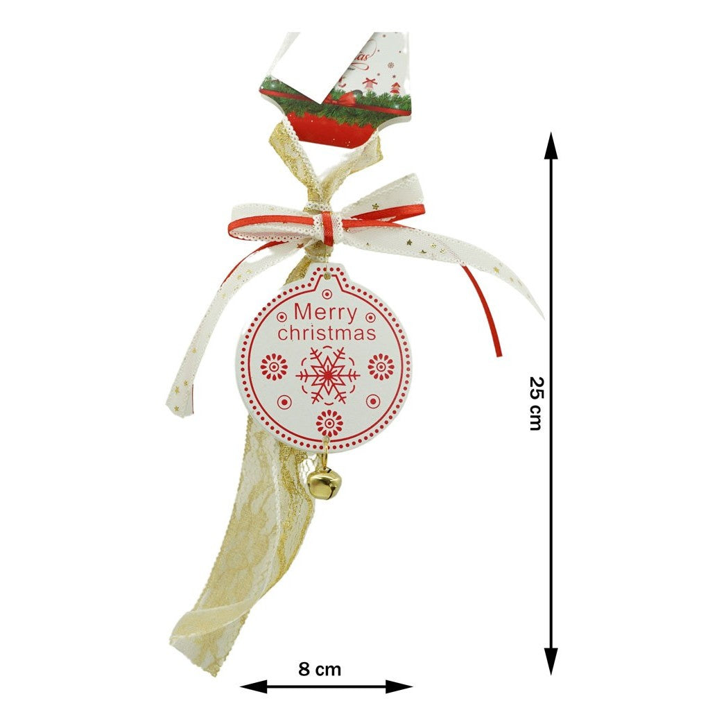 Ornament de brad medalion, alb, lemn, 25 cm