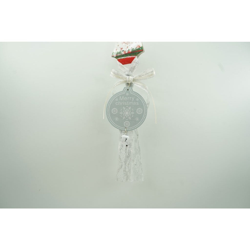 Ornament de brad medalion, gri, lemn, 25 cm