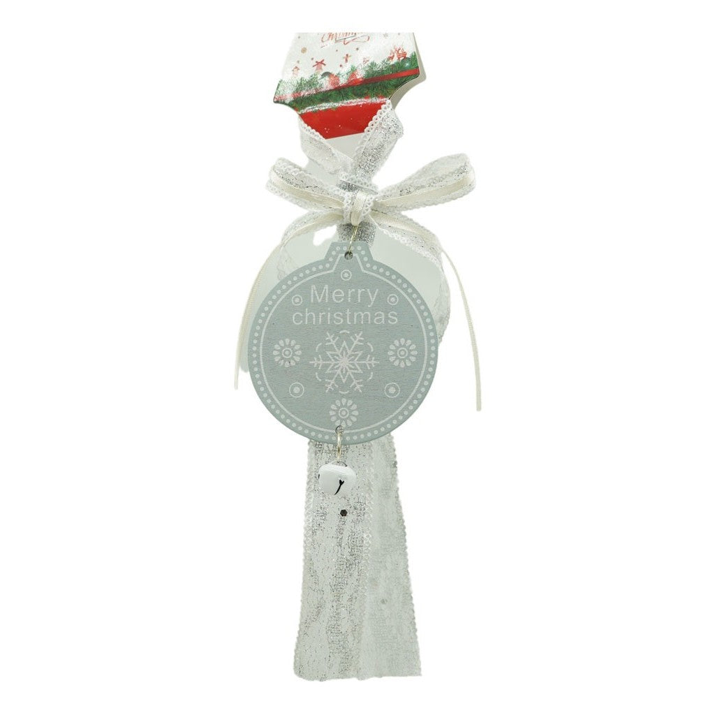 Ornament de brad medalion, gri, lemn, 25 cm