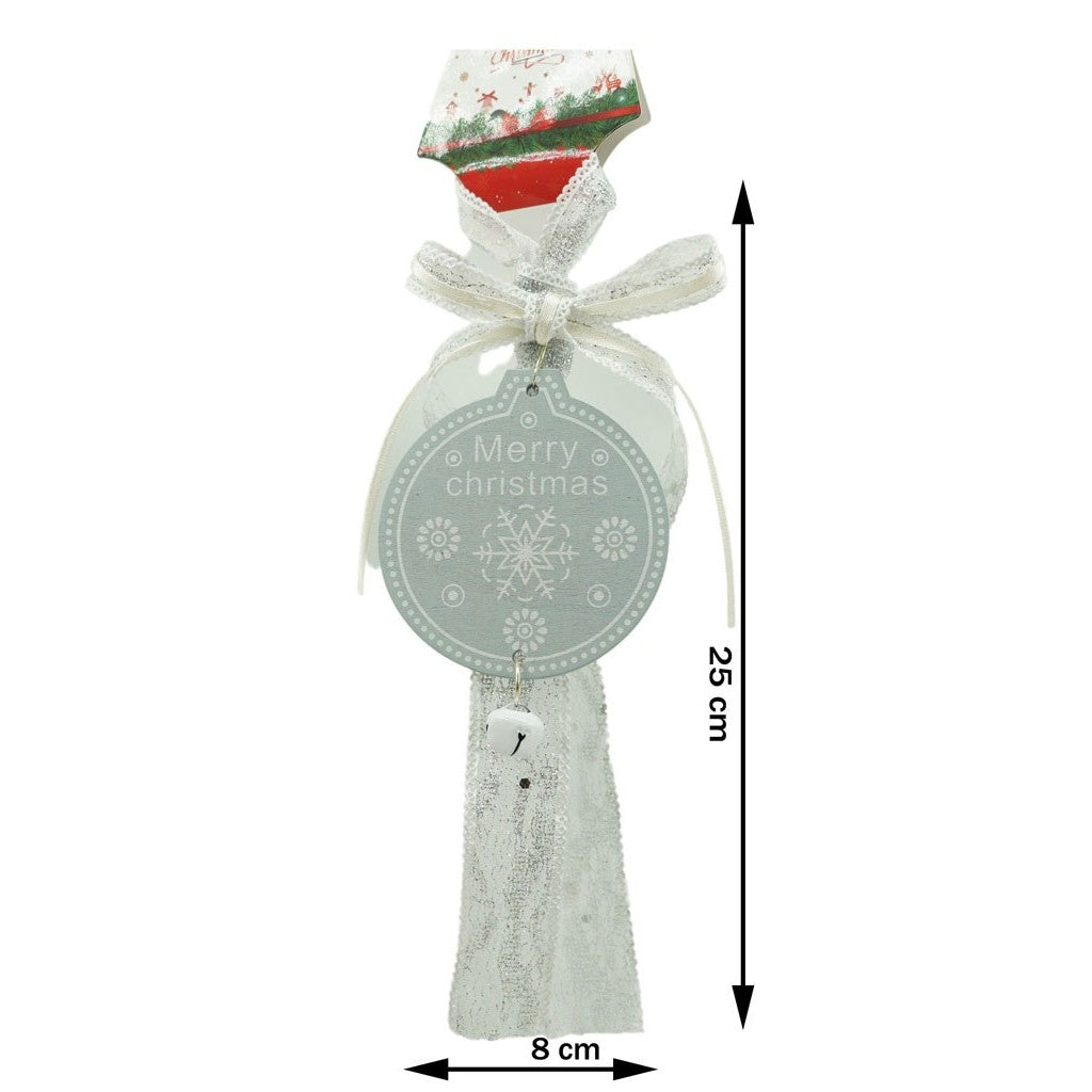 Ornament de brad medalion, gri, lemn, 25 cm