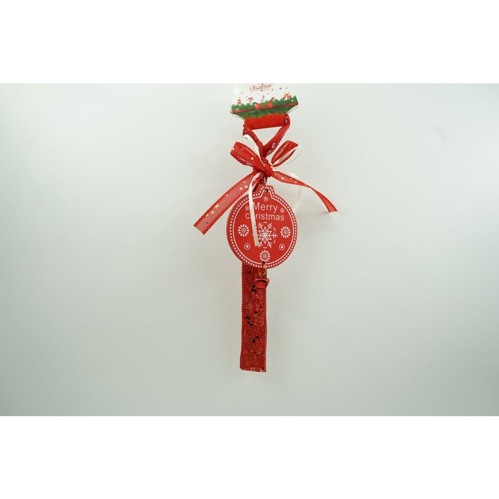 Ornament de brad medalion, rosu, lemn, 25 cm