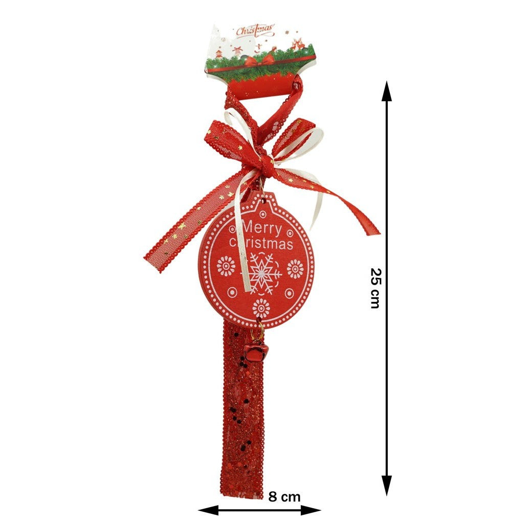 Ornament de brad medalion, rosu, lemn, 25 cm