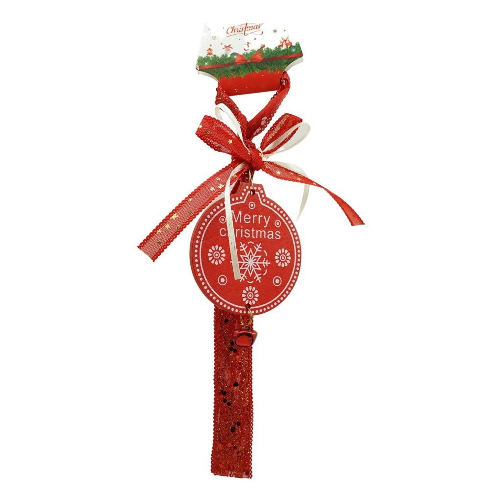 Ornament de brad medalion, rosu, lemn, 25 cm