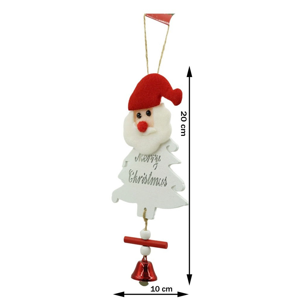 Ornament de brad mos craciun, alb, lemn, 20 cm