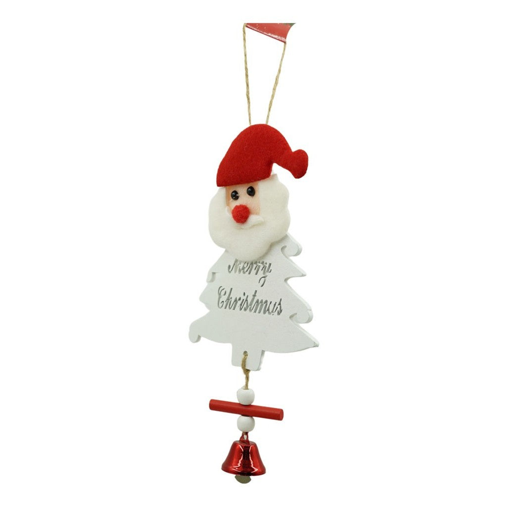 Ornament de brad mos craciun, alb, lemn, 20 cm