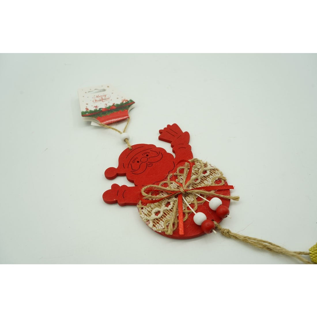 Ornament de brad Mos Craciun, rosu, lemn/textil, 36 cm