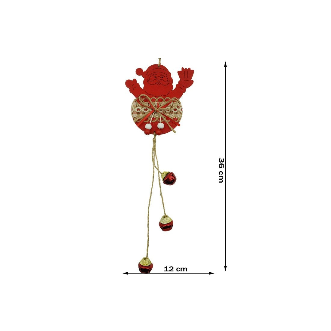 Ornament de brad Mos Craciun, rosu, lemn/textil, 36 cm