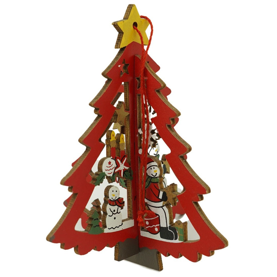 Ornament de brad mos craciuni in brad, multicolor, lemn, 10.5x9.5 cm
