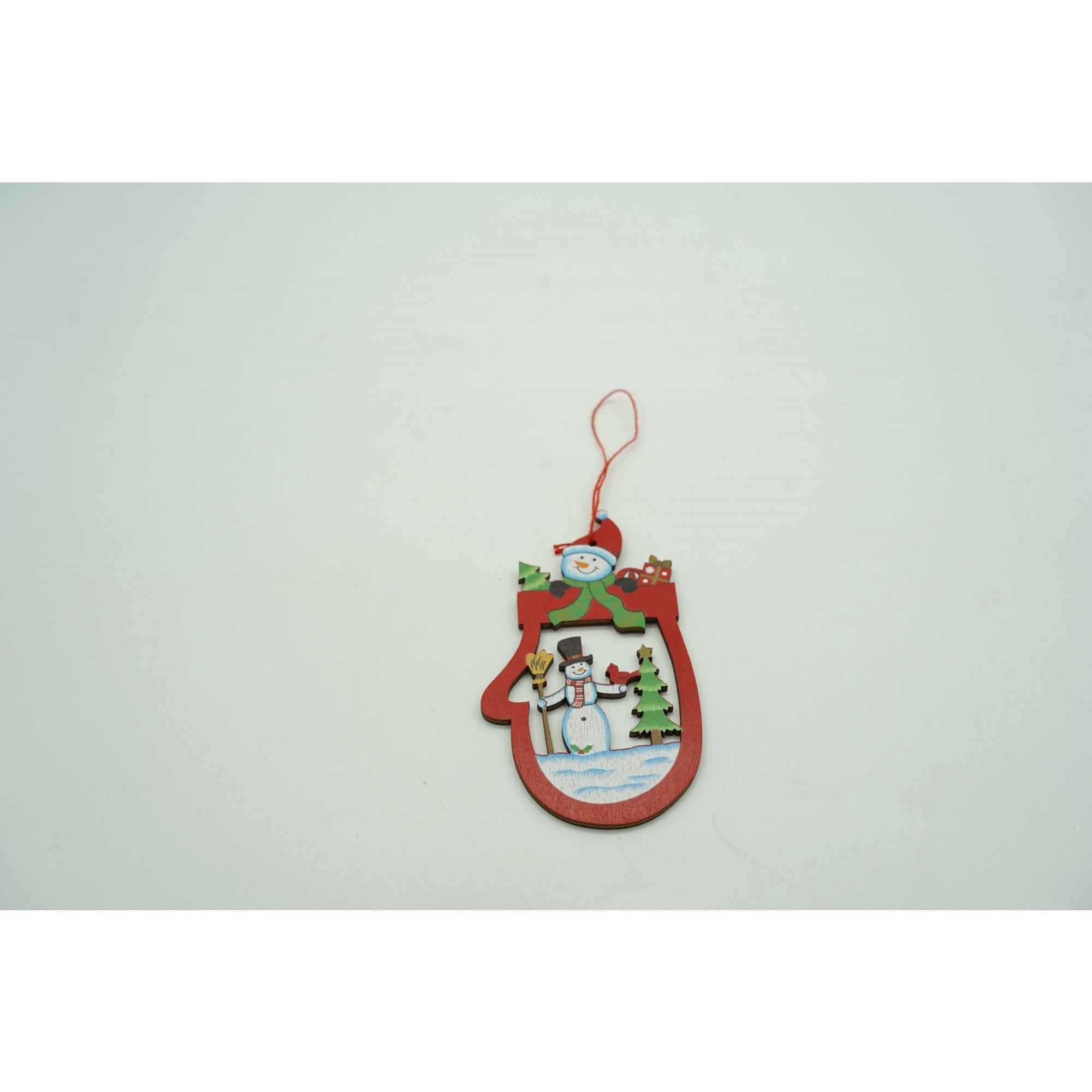 Ornament de brad oameni de zapada, multicolor, lemn, 10 cm
