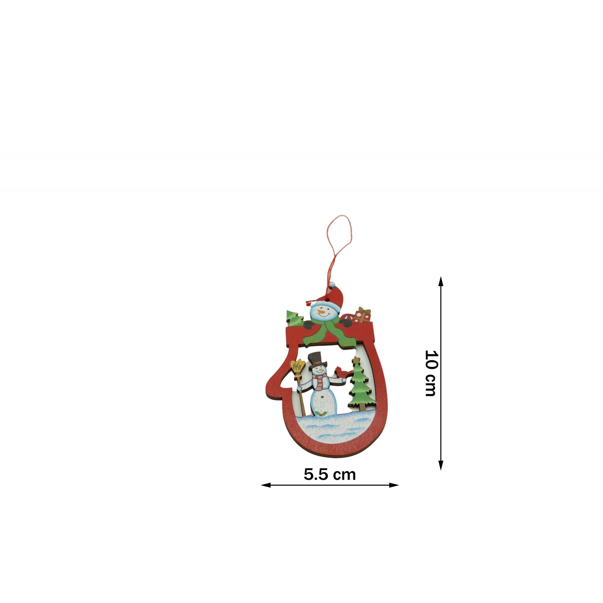 Ornament de brad oameni de zapada, multicolor, lemn, 10 cm