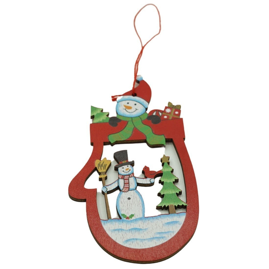 Ornament de brad oameni de zapada, multicolor, lemn, 10 cm