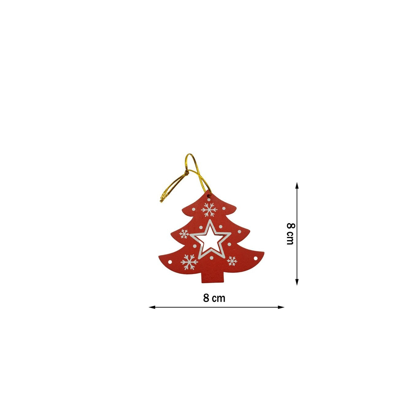 Ornament de brad pom de craciun, rosu, lemn, 7.5 cm