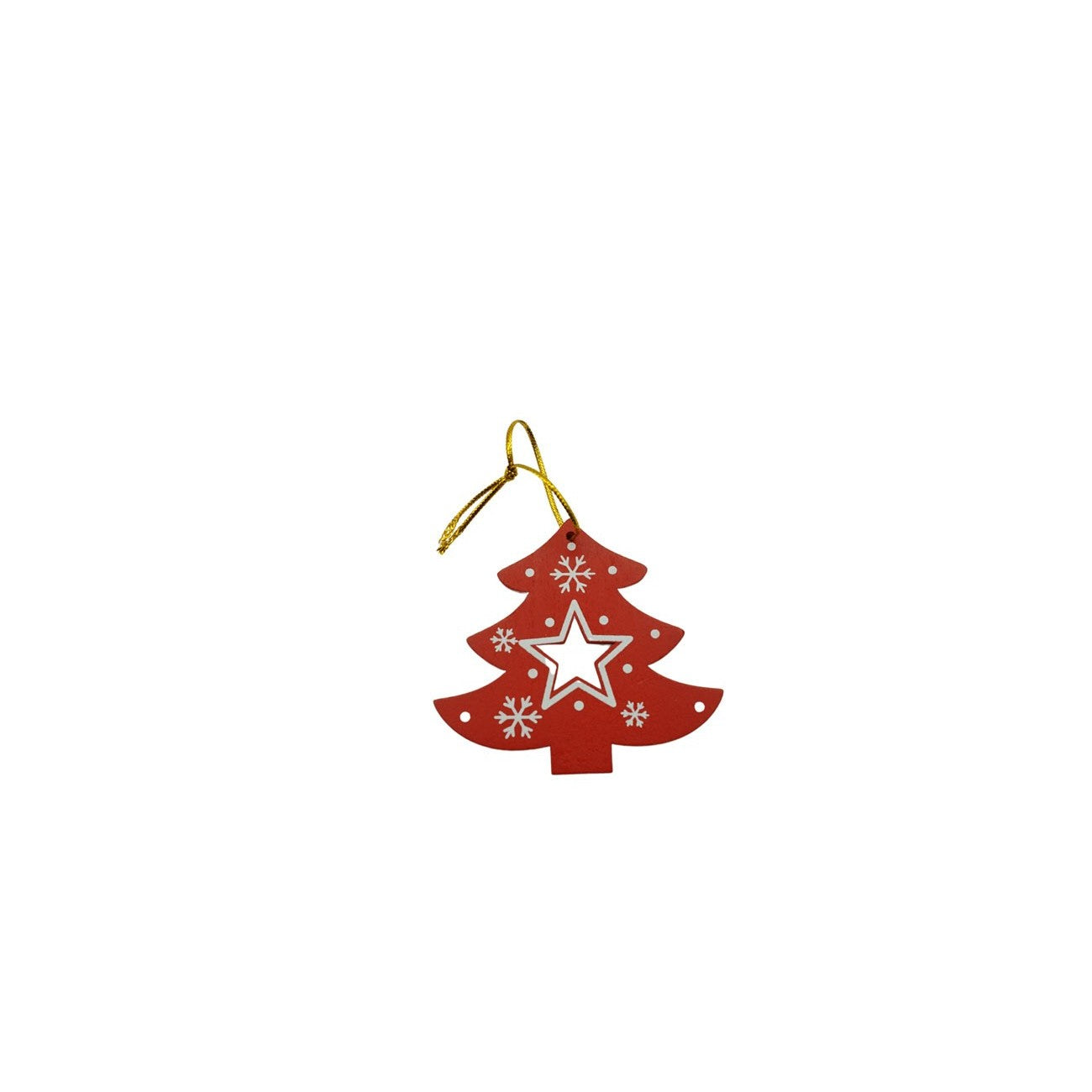 Ornament de brad pom de craciun, rosu, lemn, 7.5 cm