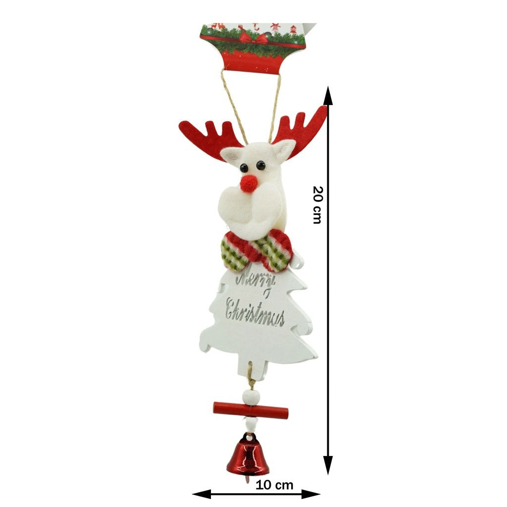 Ornament de brad ren, alb, lemn, 20 cm