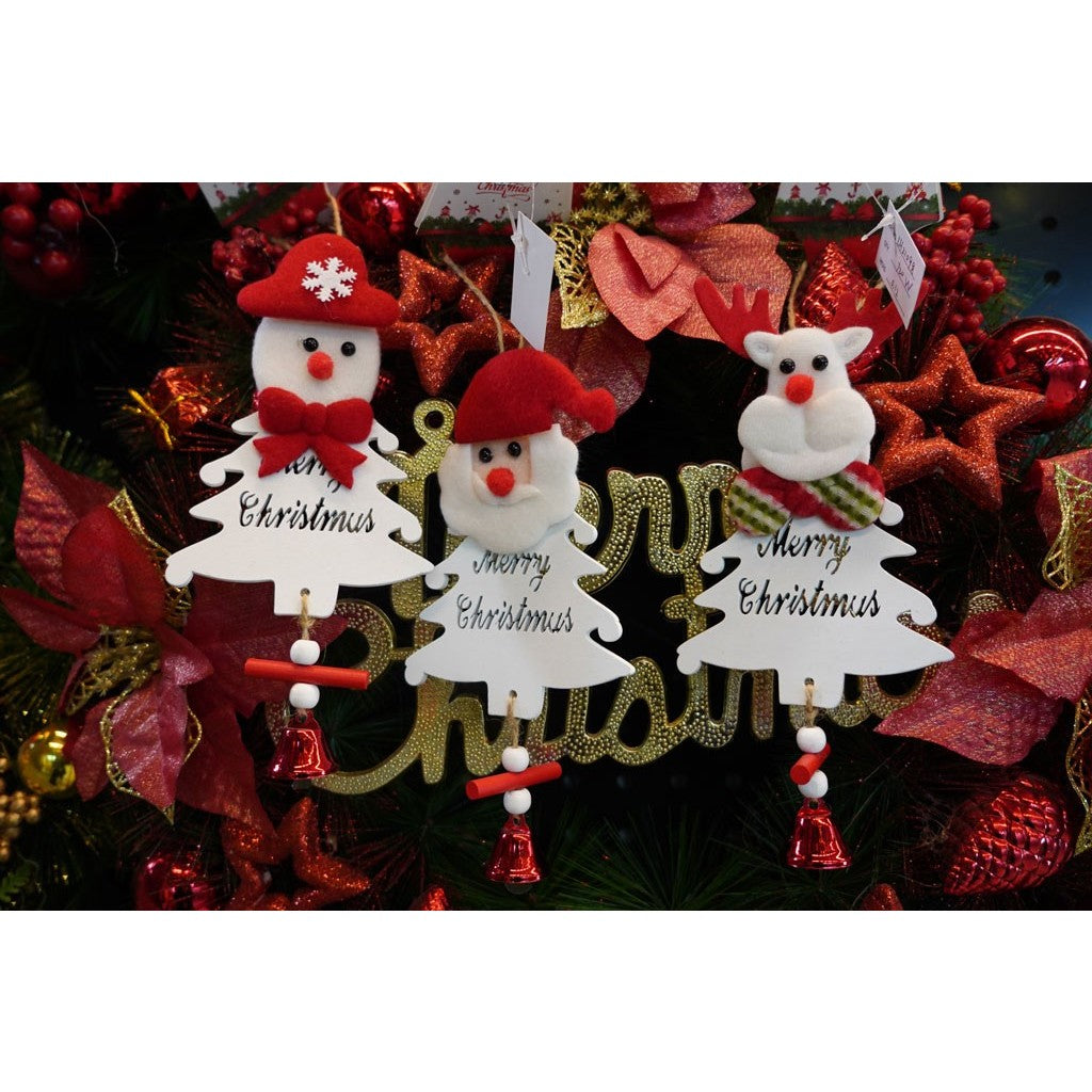 Ornament de brad ren, alb, lemn, 20 cm