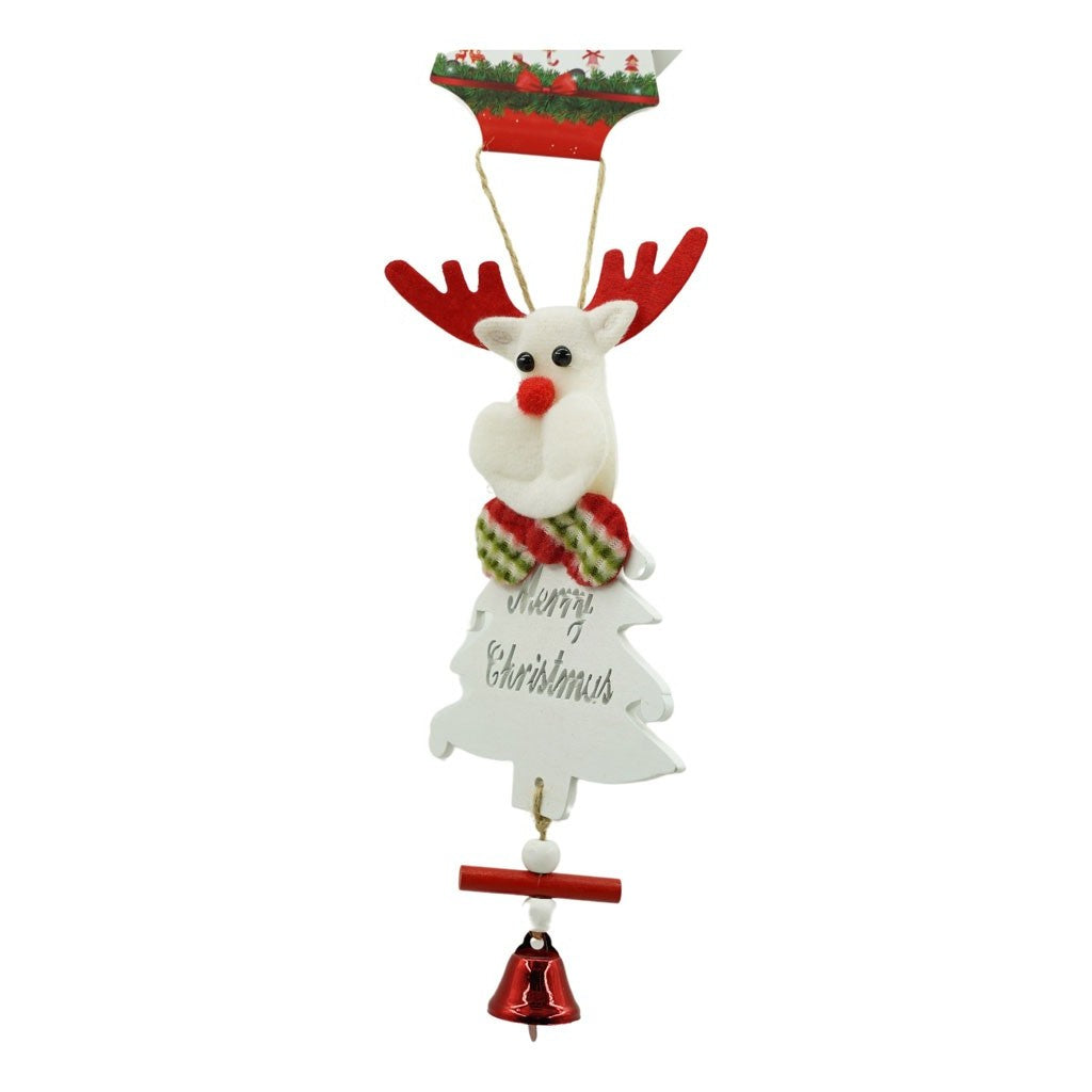 Ornament de brad ren, alb, lemn, 20 cm
