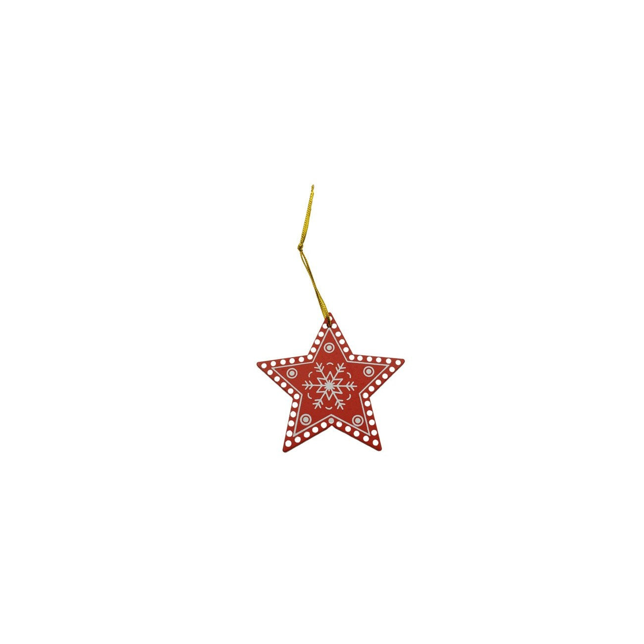 Ornament de brad stea, rosu, lemn, 7.5 cm