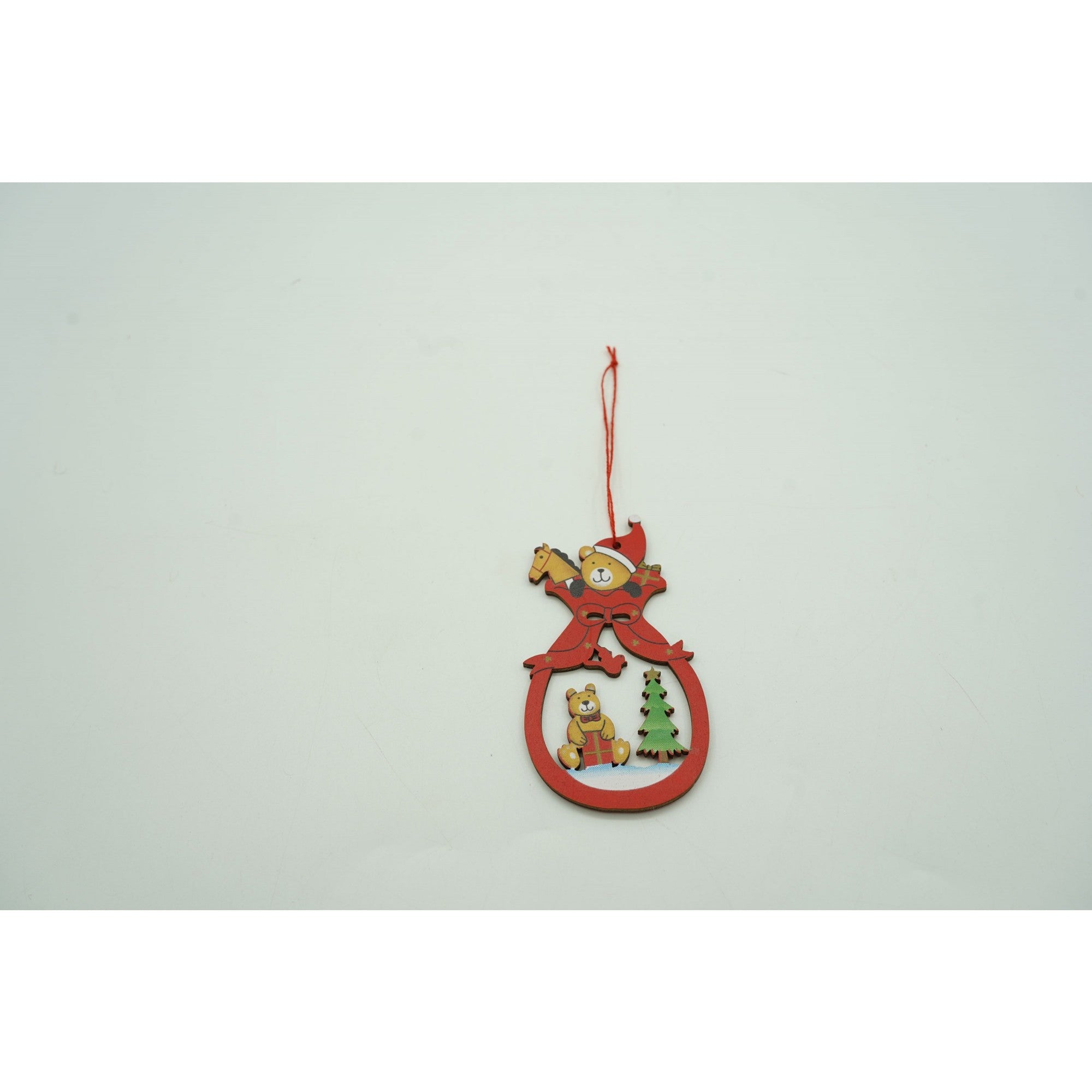 Ornament de brad ursuleti, multicolor, lemn, 10 cm