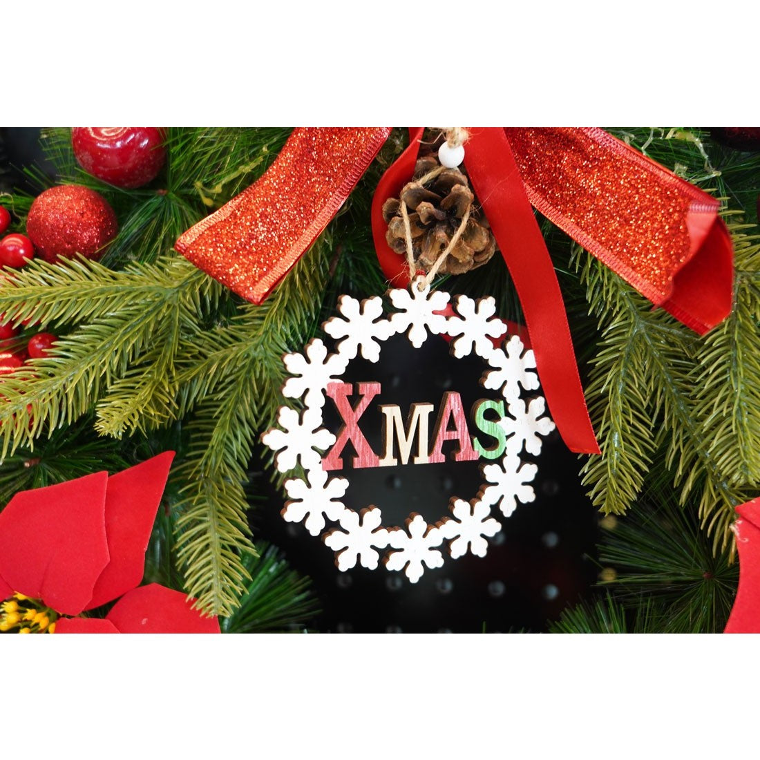 Ornament de brad Xmas, multicolor, lemn, 12 cm