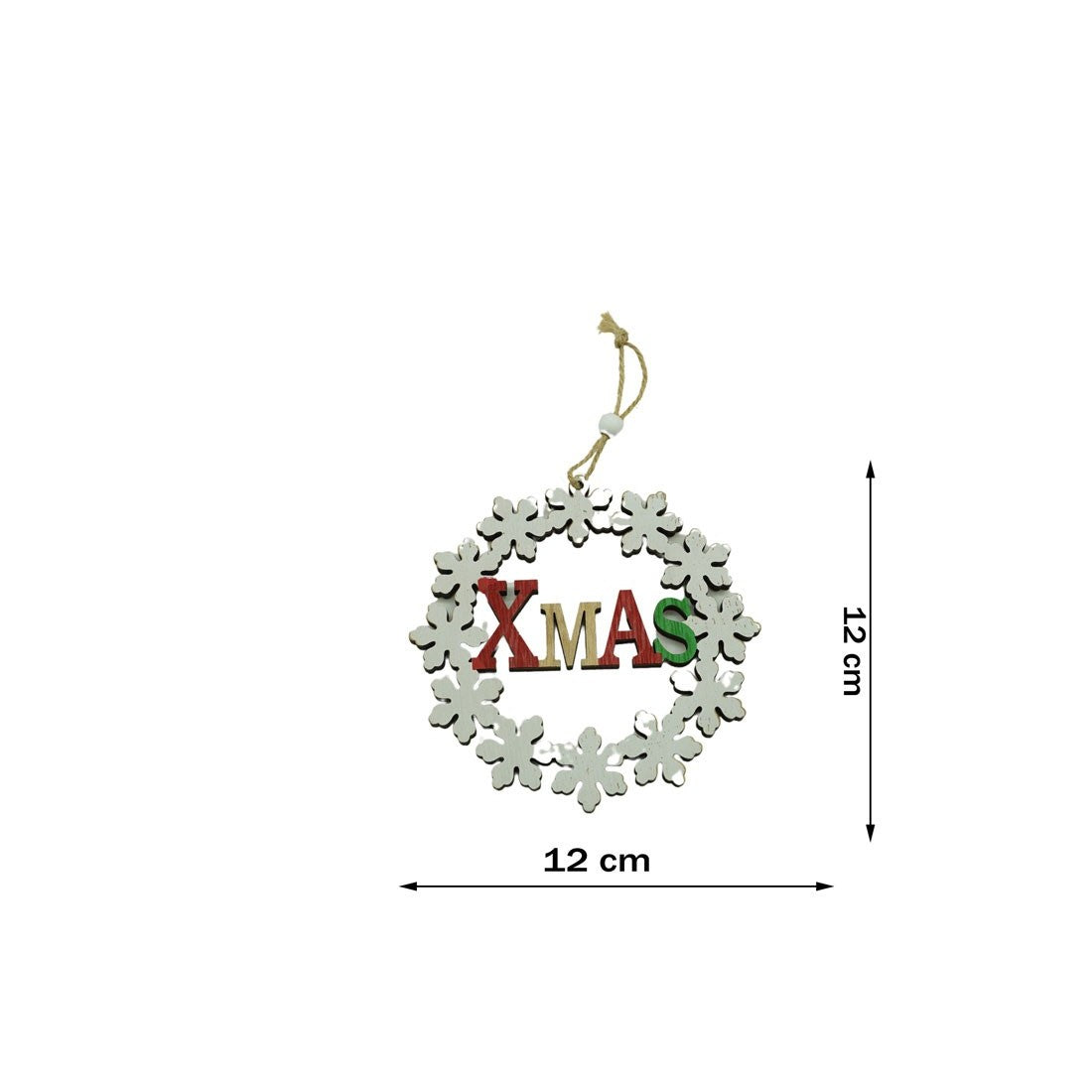 Ornament de brad Xmas, multicolor, lemn, 12 cm