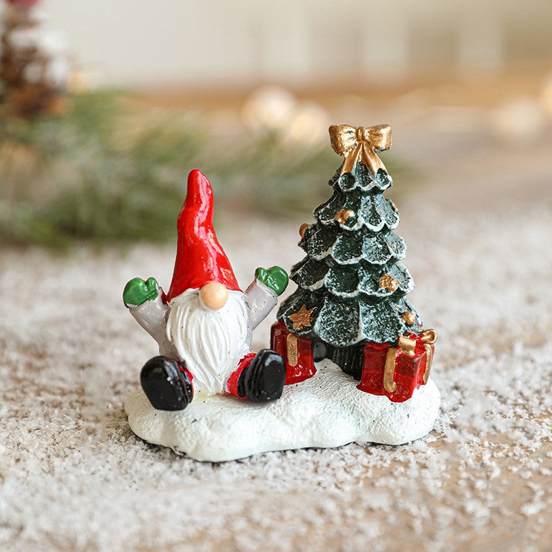 Ornament de Craciun din Rasina pentru Decor, Model Mss Craciun cu Brad, Decoratiune de Birou pentru Craciun, 6.5 x 6.5 x 4 cm, Rosu Alb Verde