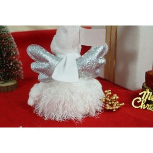 Ornament de Craciun ingeras, alb/gri, textil, 51 cm