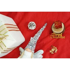 Ornament de Craciun ingeras, alb/gri, textil, 53 cm