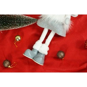 Ornament de Craciun ingeras, alb/gri, textil, 53 cm