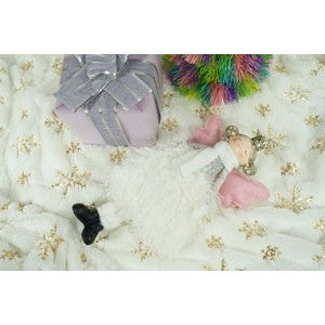 Ornament de Craciun ingeras, alb, textil, 34 cm