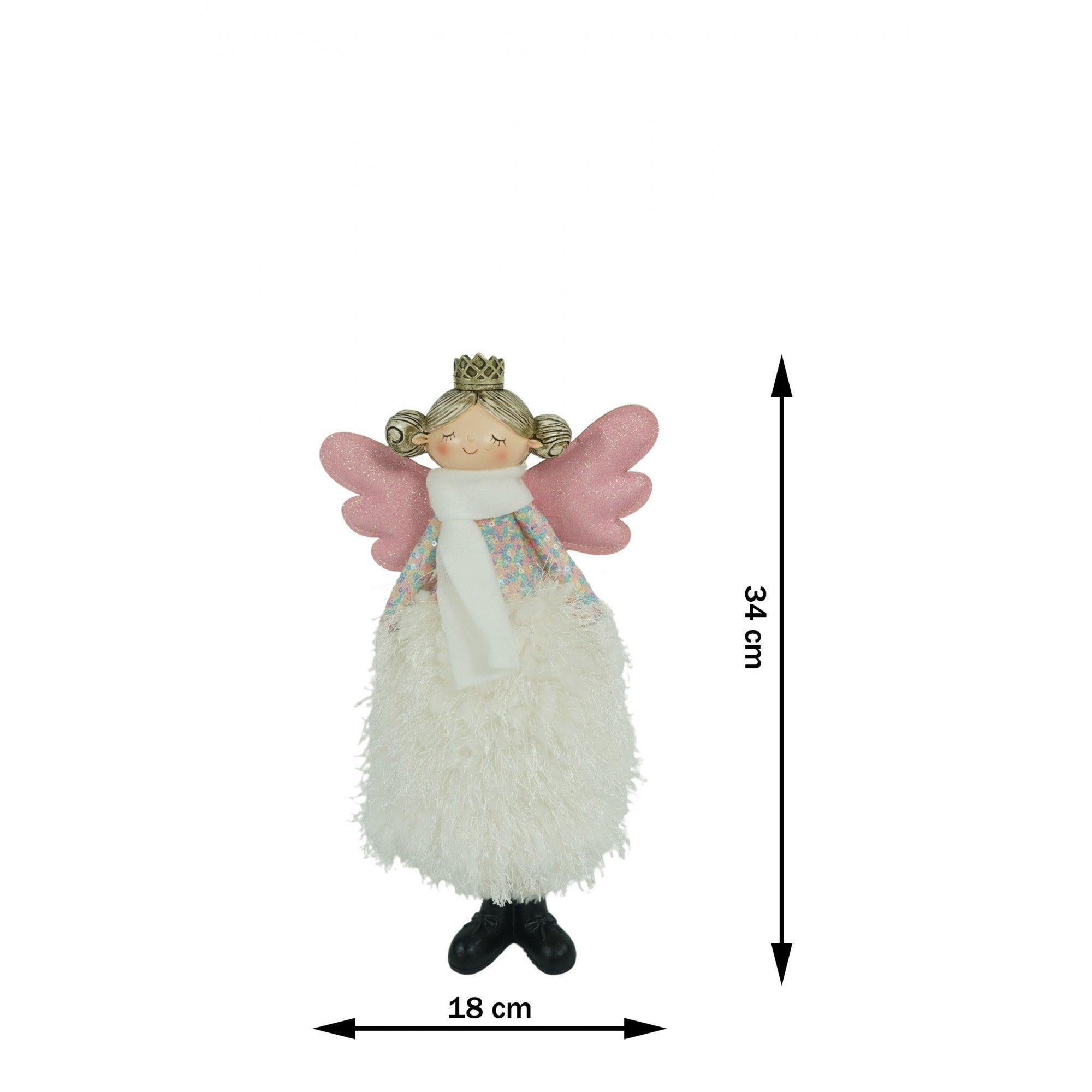 Ornament de Craciun ingeras, alb, textil, 34 cm
