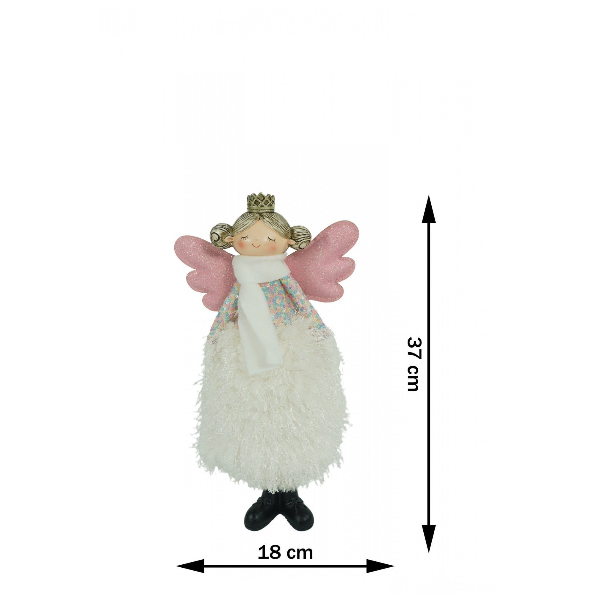 Ornament de Craciun ingeras, alb, textil, 37 cm