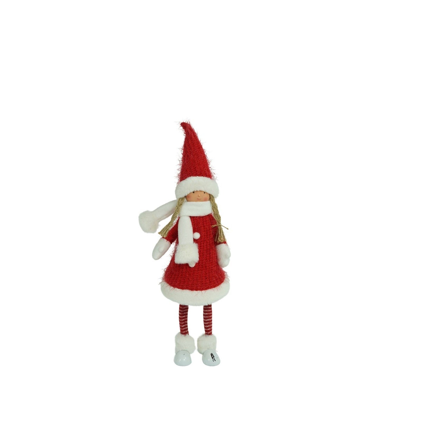 Ornament de Craciun papusa, rosu/alb, textil, 52 cm
