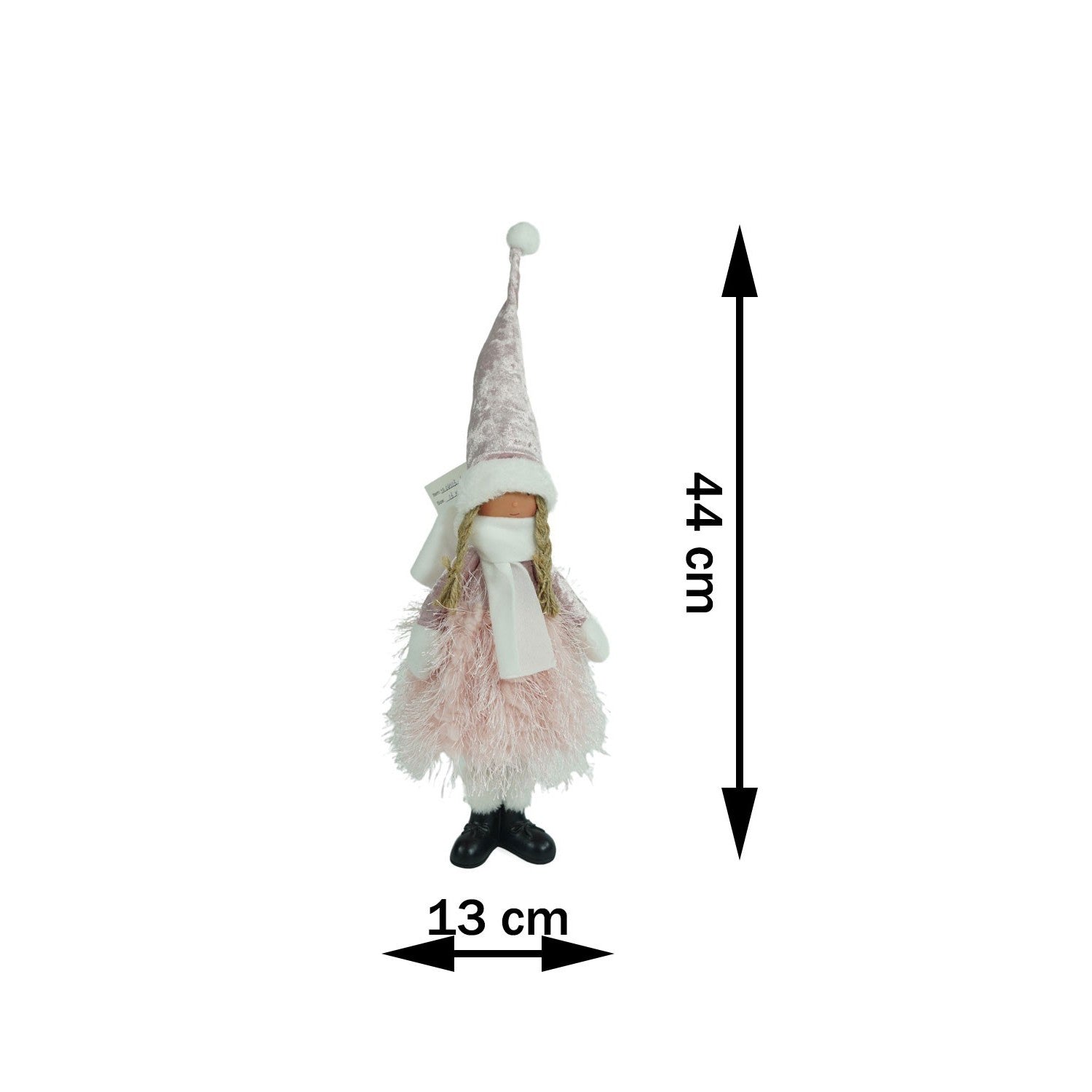 Ornament de Craciun papusa, roz/alb, textil, 44 cm