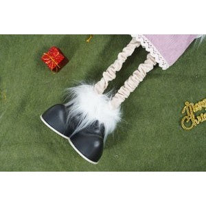 Ornament de Craciun ren cu picioare telescopice, roz/alb, textil, 72 cm