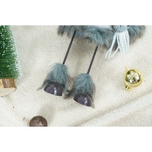 Ornament de Craciun ren, gri/alb, textil, 40 cm