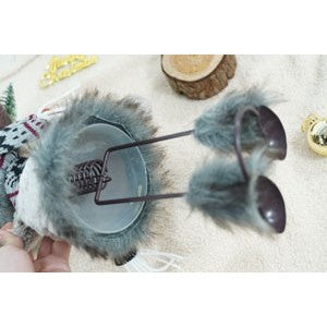 Ornament de Craciun ren, gri/alb, textil, 40 cm