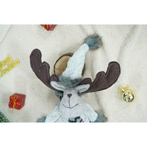 Ornament de Craciun ren, gri/alb, textil, 40 cm