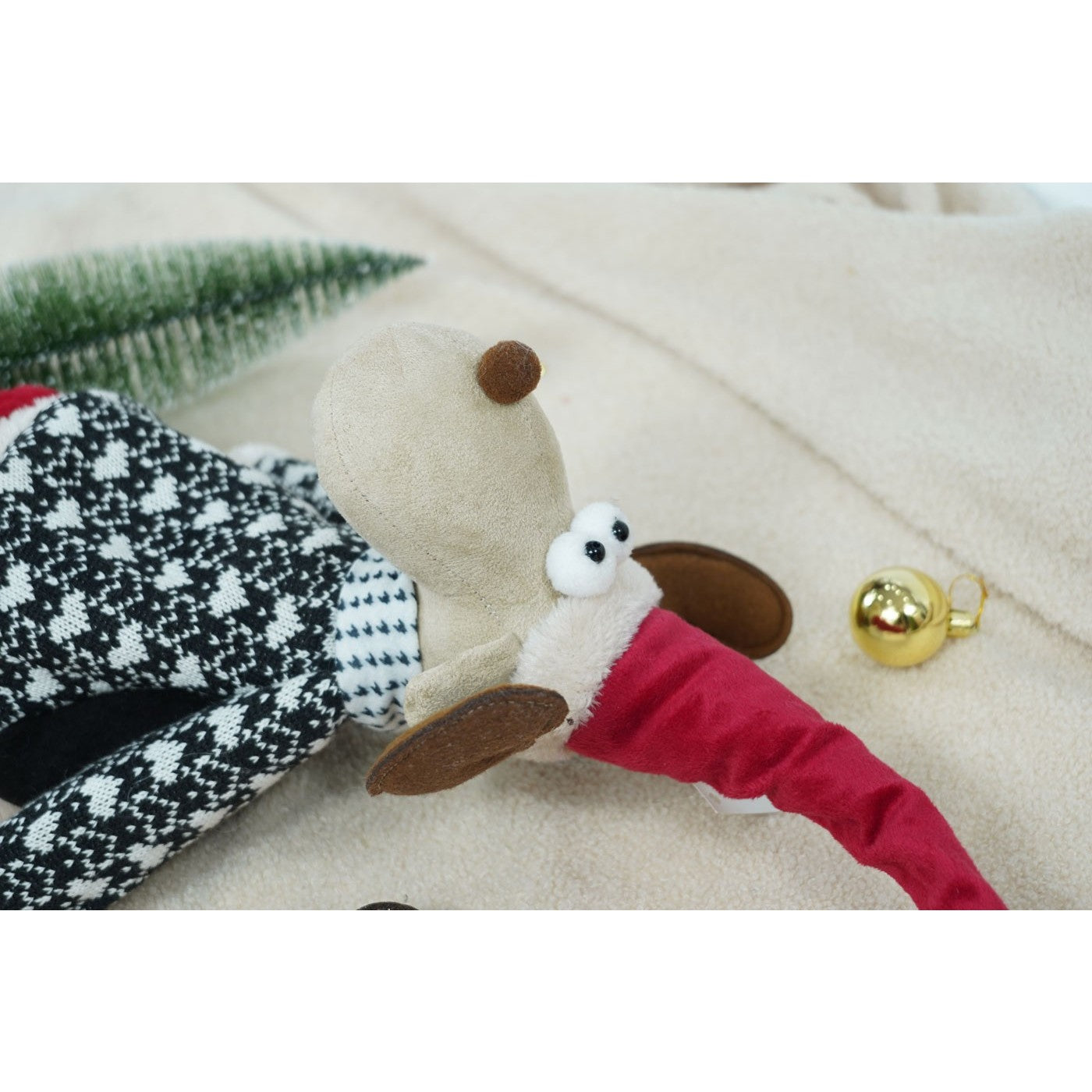 Ornament de Craciun ren, multicolor, textil, 68 cm