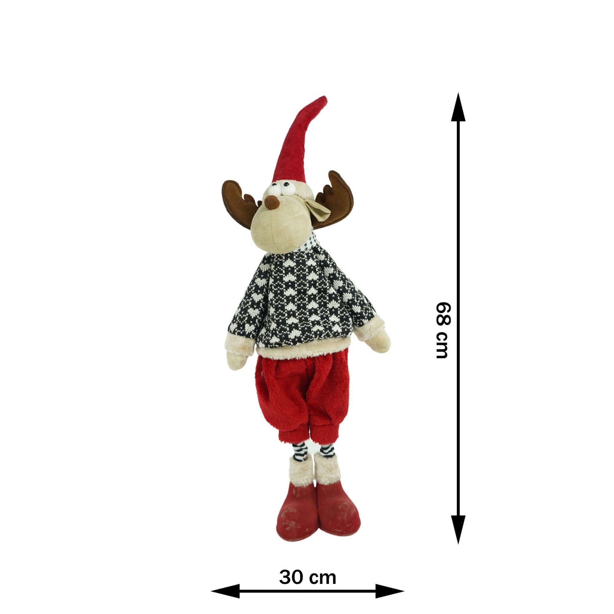 Ornament de Craciun ren, multicolor, textil, 68 cm