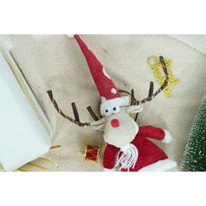 Ornament de Craciun ren, rosu/alb, textil, 70 cm