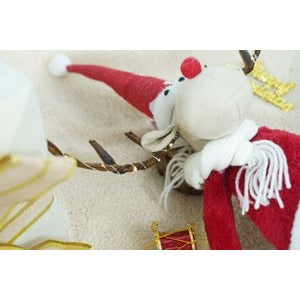 Ornament de Craciun ren, rosu/alb, textil, 70 cm
