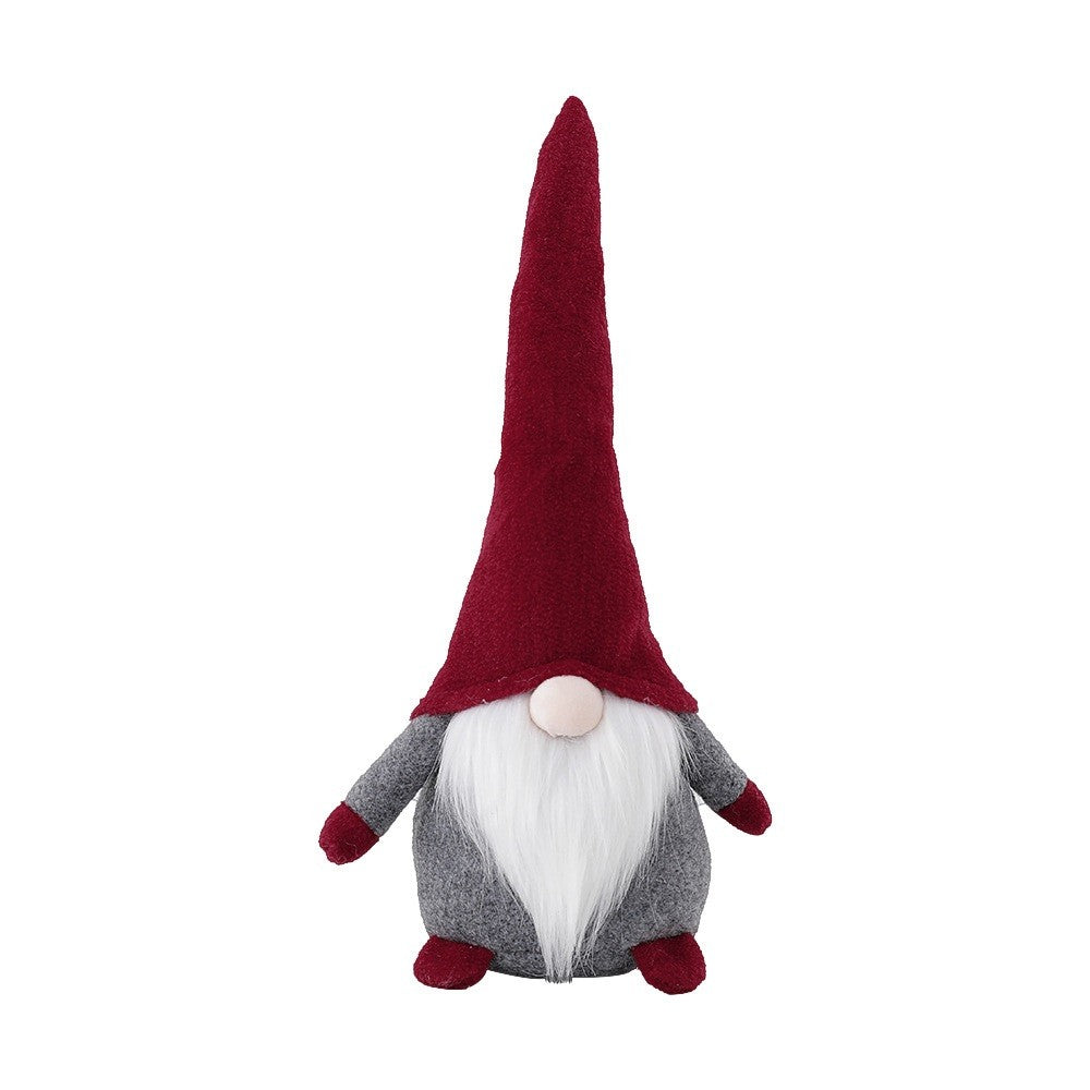 Ornament de Craciun Spiridus, Caciula Rosie, Material Textil, 40 cm, Gri