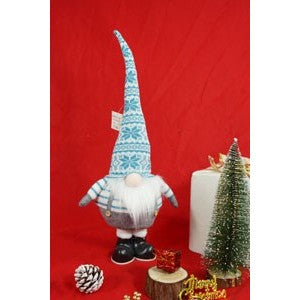 Ornament de Craciun spiridus, alb/albastru, textil, 59 cm
