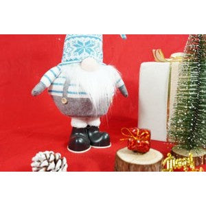 Ornament de Craciun spiridus, alb/albastru, textil, 59 cm