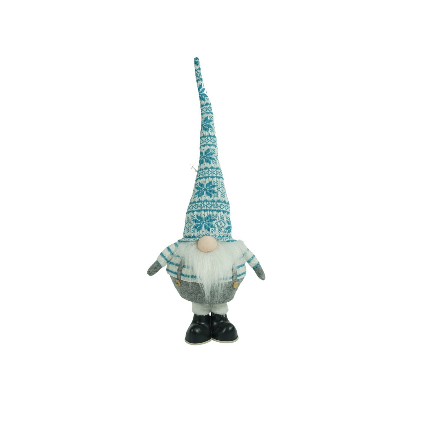 Ornament de Craciun spiridus, alb/albastru, textil, 59 cm