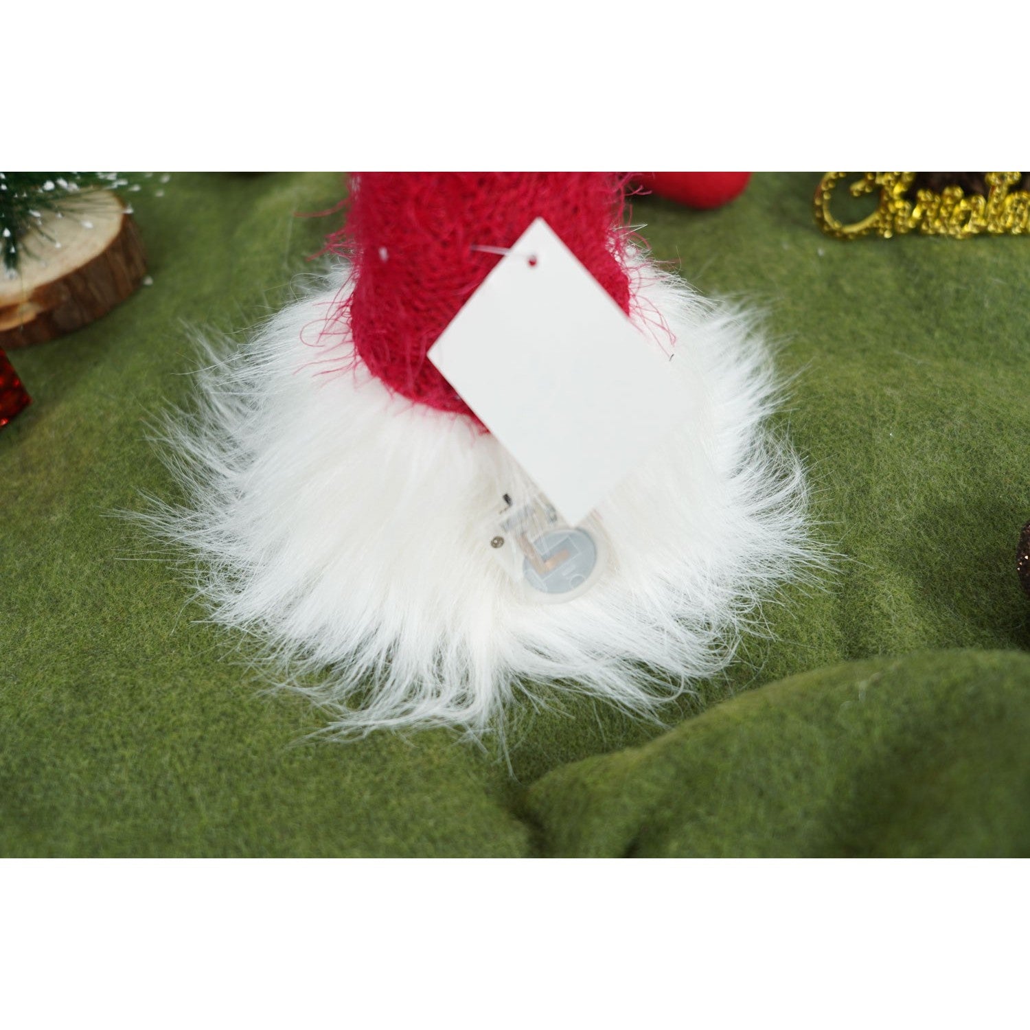 Ornament de Craciun spiridus, alb/rosu, textil, 52 cm