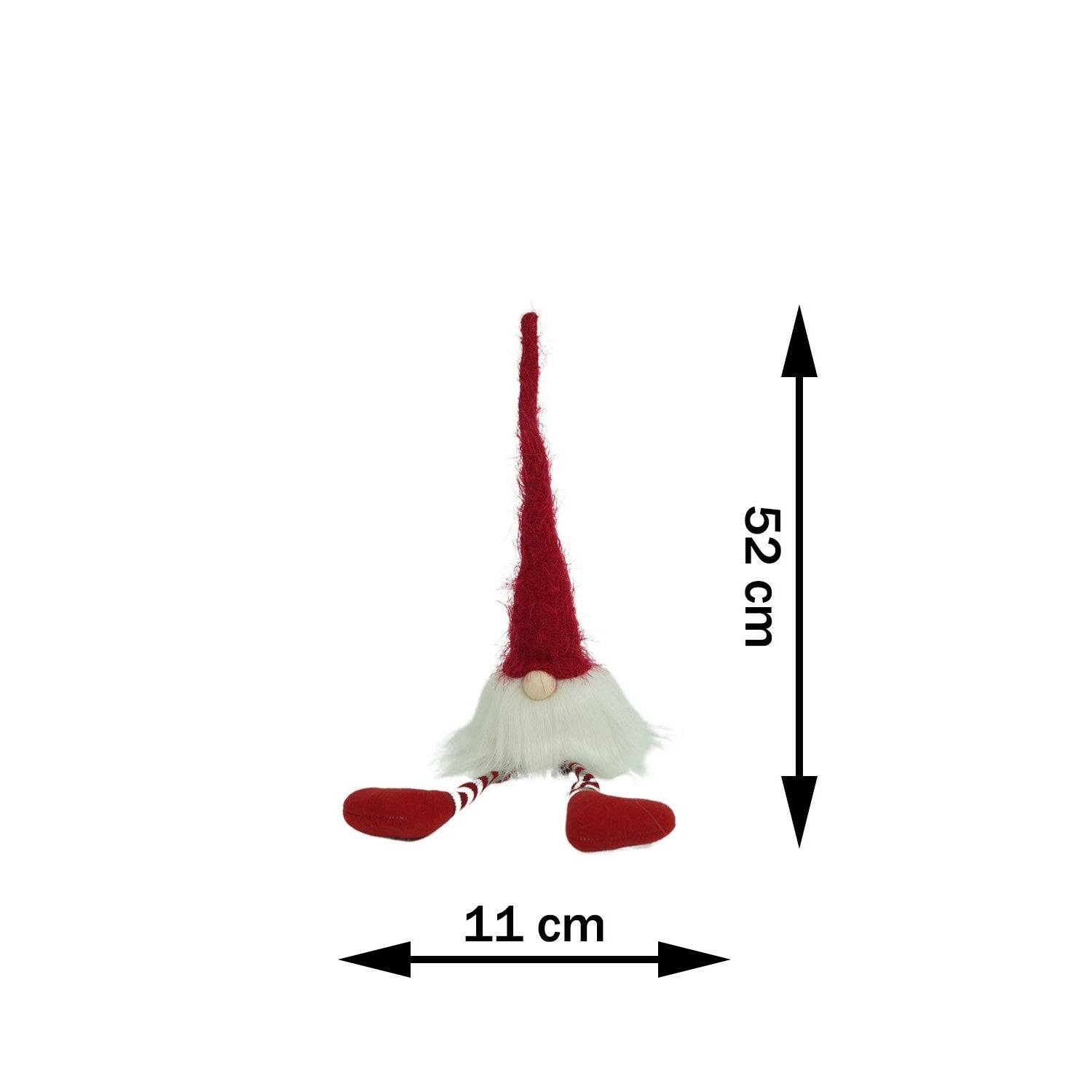 Ornament de Craciun spiridus, alb/rosu, textil, 52 cm